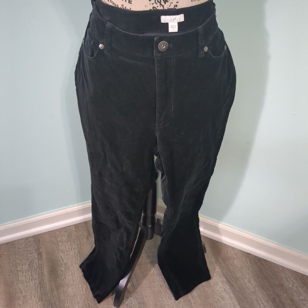 J Jill Womens Pants Size 12 Black Corduroy Mid Rise Tapered Trouser Stretch offi